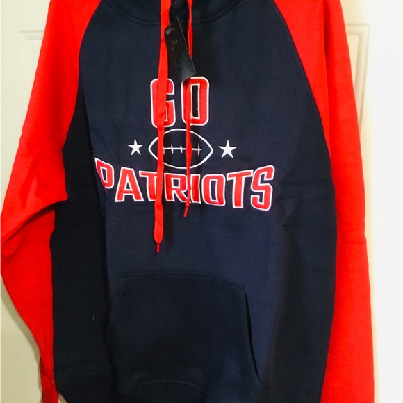 Patriots Men's Red and Blue Hoodie